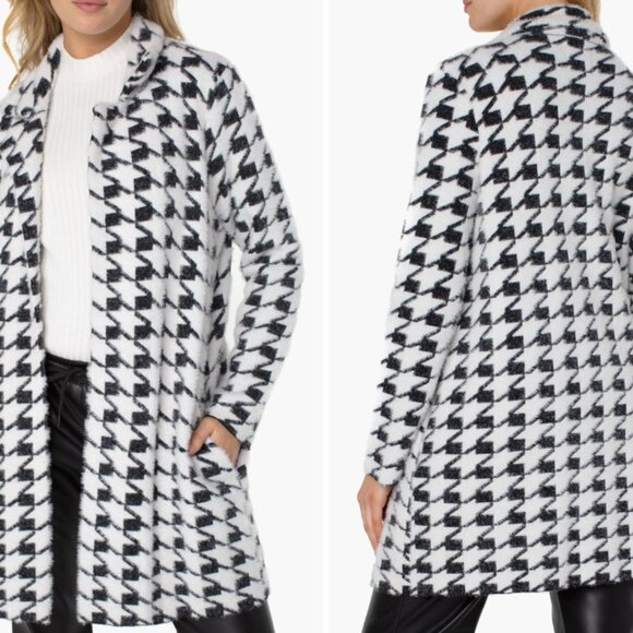 Houndstooth Open Front Sweater Coat  - Liverpool Los Angeles - Picture 2 of 5